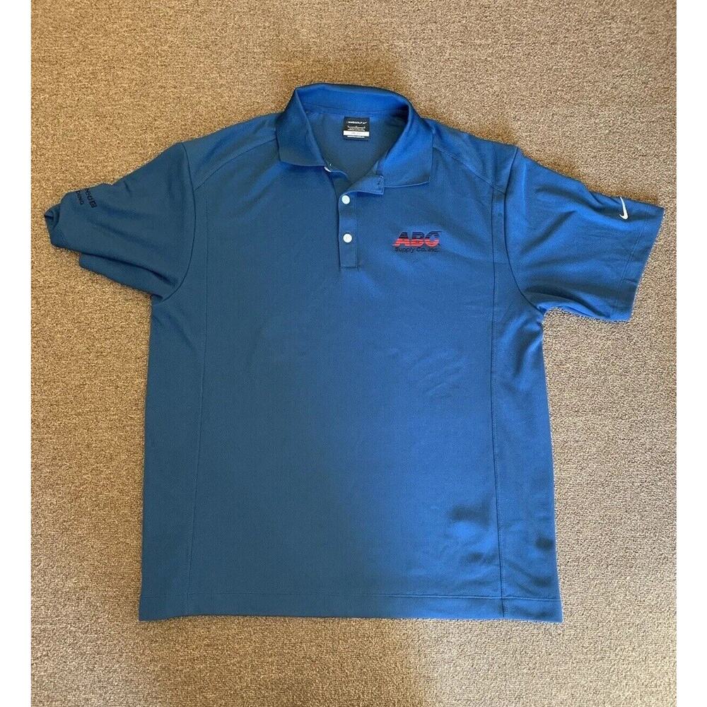Nike Golf Polo Shirt Mens L Blue Solid Swoosh Short Sleeve Pullover Collar